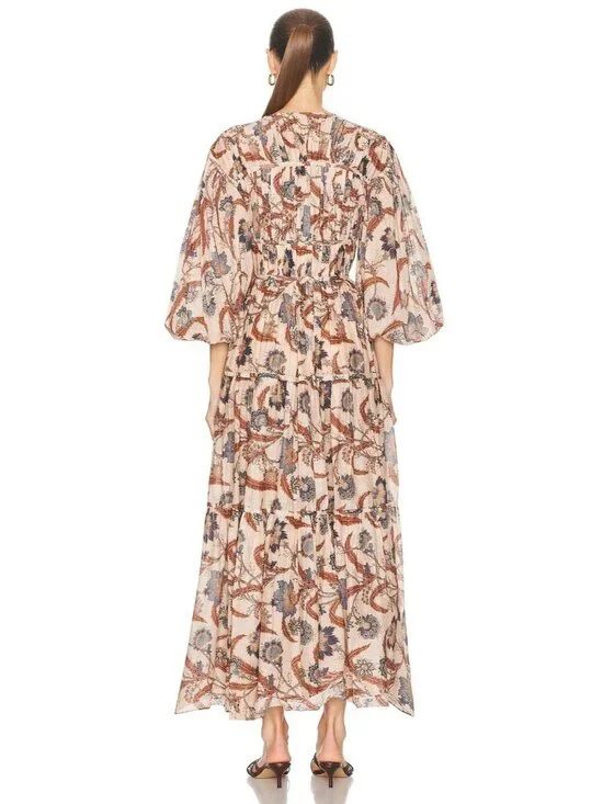 Zimmermann Ascension Tie Billow Cotton Tiered Maxi Dress AU 2 / US 8 NWT $1,250 - Picture 7 of 13